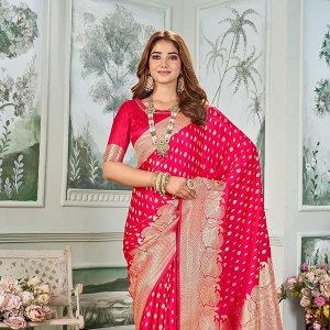 Women's Banarasi Silk Kanjivaram Saree For Wedding