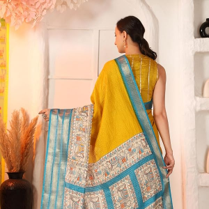 Tussar Blend Madhubani Printed Saree