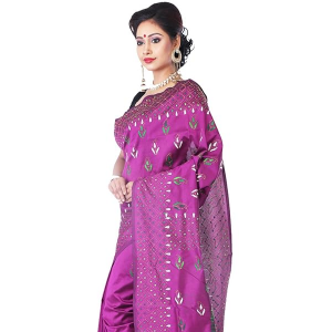 Stitch hand embroidery assam Silk Saree