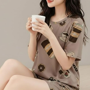 Cotton Blend Nightwear Set Top & Shorts Sleepwear