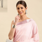 women's pure linen lurex zari woven saree
