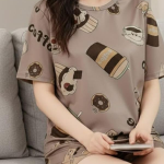 Cotton Blend Nightwear Set Top & Shorts Sleepwear